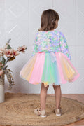 Cutedoll Multicolor Net Kids Frock Dress With Jacket