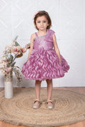 Littleloves Rose Gold Silk Girls Birthday Frock Dress