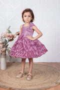 Littleloves Rose Gold Silk Girls Birthday Frock Dress