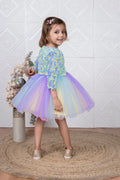 Cutedoll Net Kids Party Dress With Flower Jacket