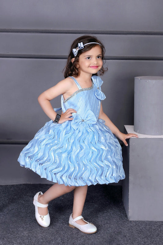 Littleloves Grey Color Silk Kids Party Frock Dress