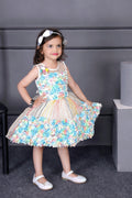 Littleloves White Flower Ribbon Kids Party Birthday Frock Dress