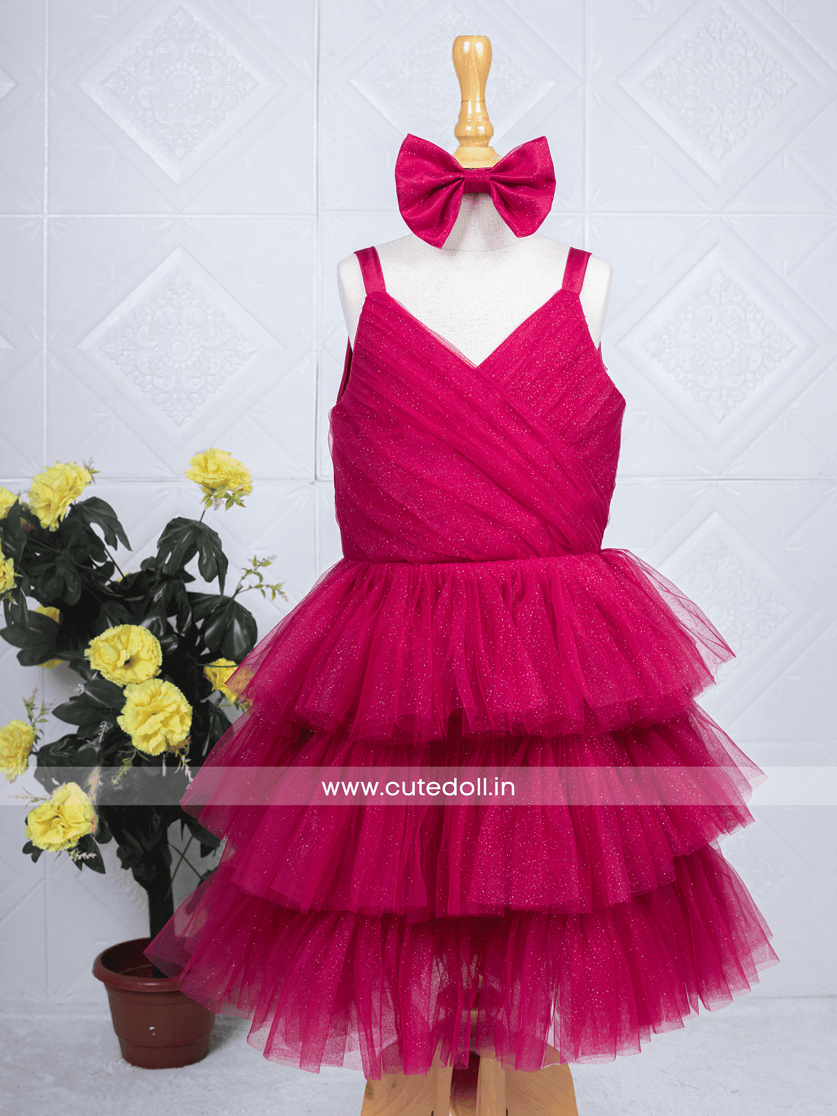 Cutedoll Pink Net Kids Party Dress