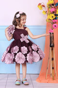 Cutedoll Wine Color Net Kids Frock Dress