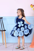 Littleloves Neavy Blue Color Net Kids Frock Dress