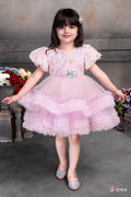 Littleloves Pink Colour Net Kids Party Dress