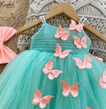 Cutedoll Mint Color Net Sparkle with butterfly kids Girls Dress