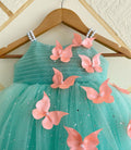 Cutedoll Mint Net Sparkle with butterfly kids Girls Dress 