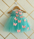 Cutedoll Mint Net Sparkle with butterfly kids Girls Dress 