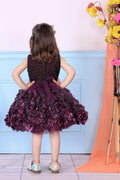 Cutedoll Wine Color Net Flower Girl's Party Dress