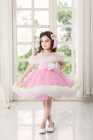 Cutedoll Pink Net Kids Girls Party Dress