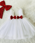 Cutedoll White Kids Frock Dress With Sequence Bow