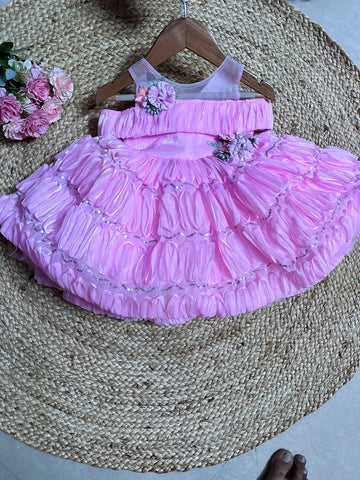 Cutedoll Pink Silk Kids Frock Dress