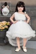 Cutedoll White High Low Kids White Dress For Birthday