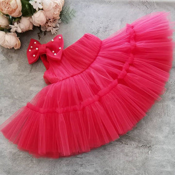 Cutedoll Pink Net Off-Shoulder Kids Party Frock Dress