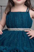 Cutedoll Teal Blue Net Sparkle Kids Girls Party Dress