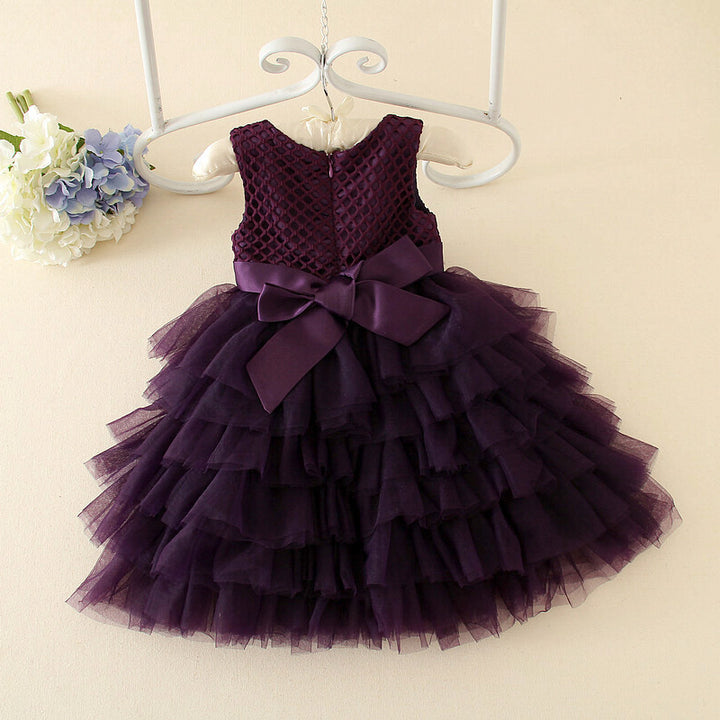 Cutedoll Wine Color Net Embroidered Kids Baby Frock Dress